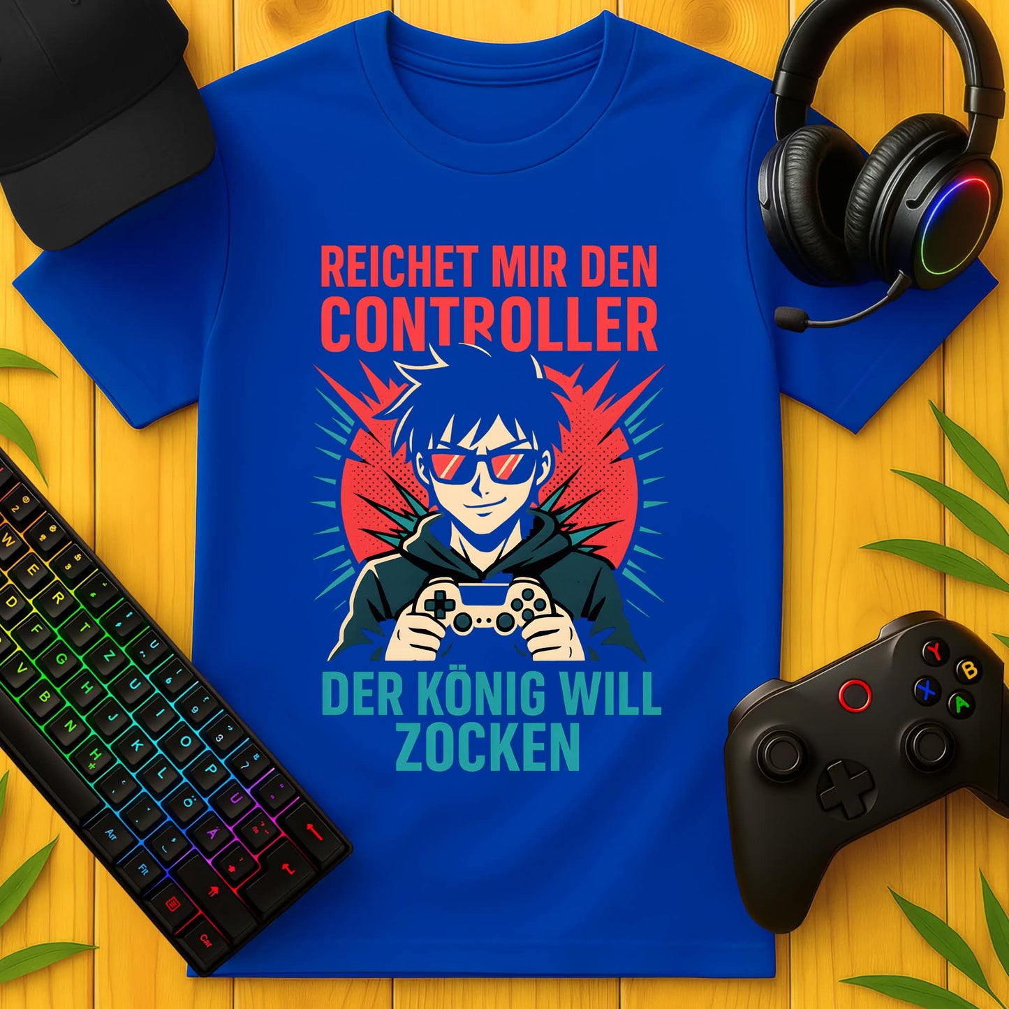 Anime-König will Zocken T-Shirt für Kids