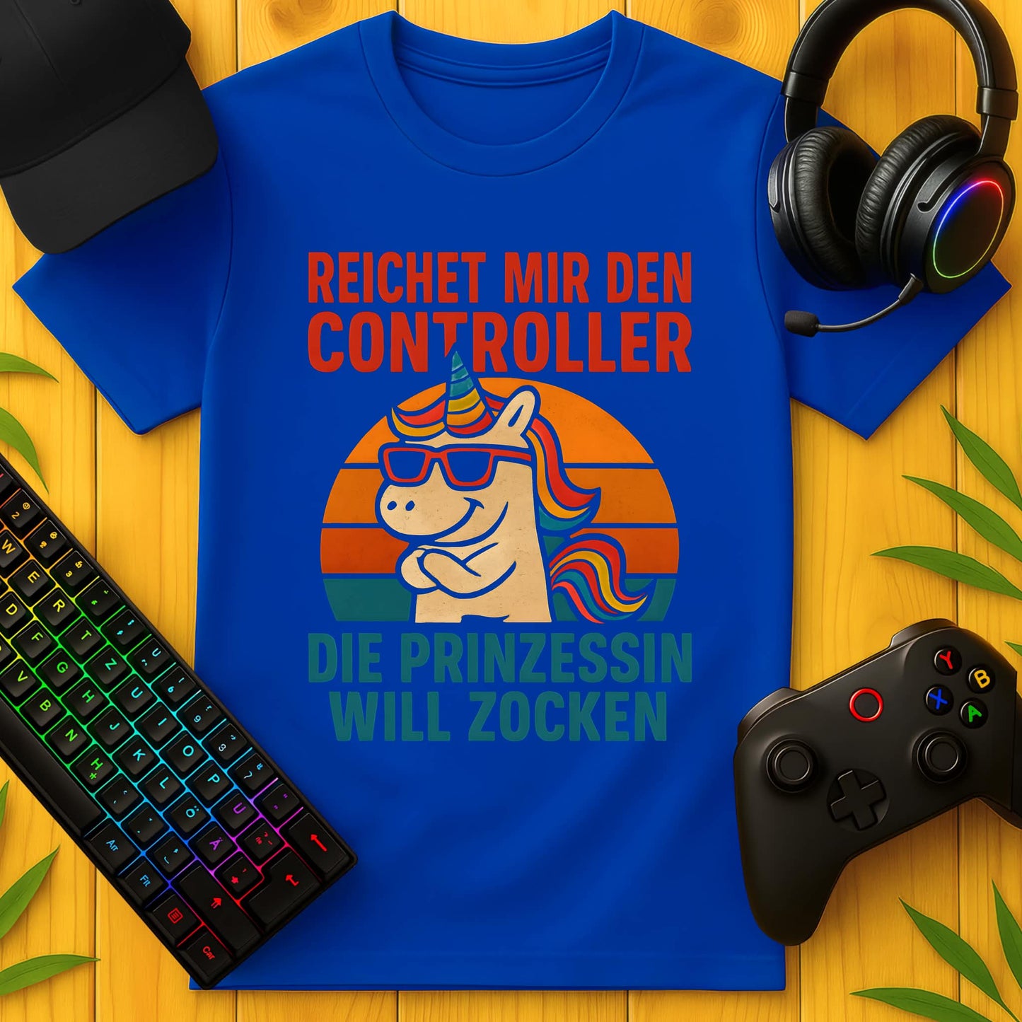 Coole Einhorn-Prinzessin will Zocken T-Shirt für Kids