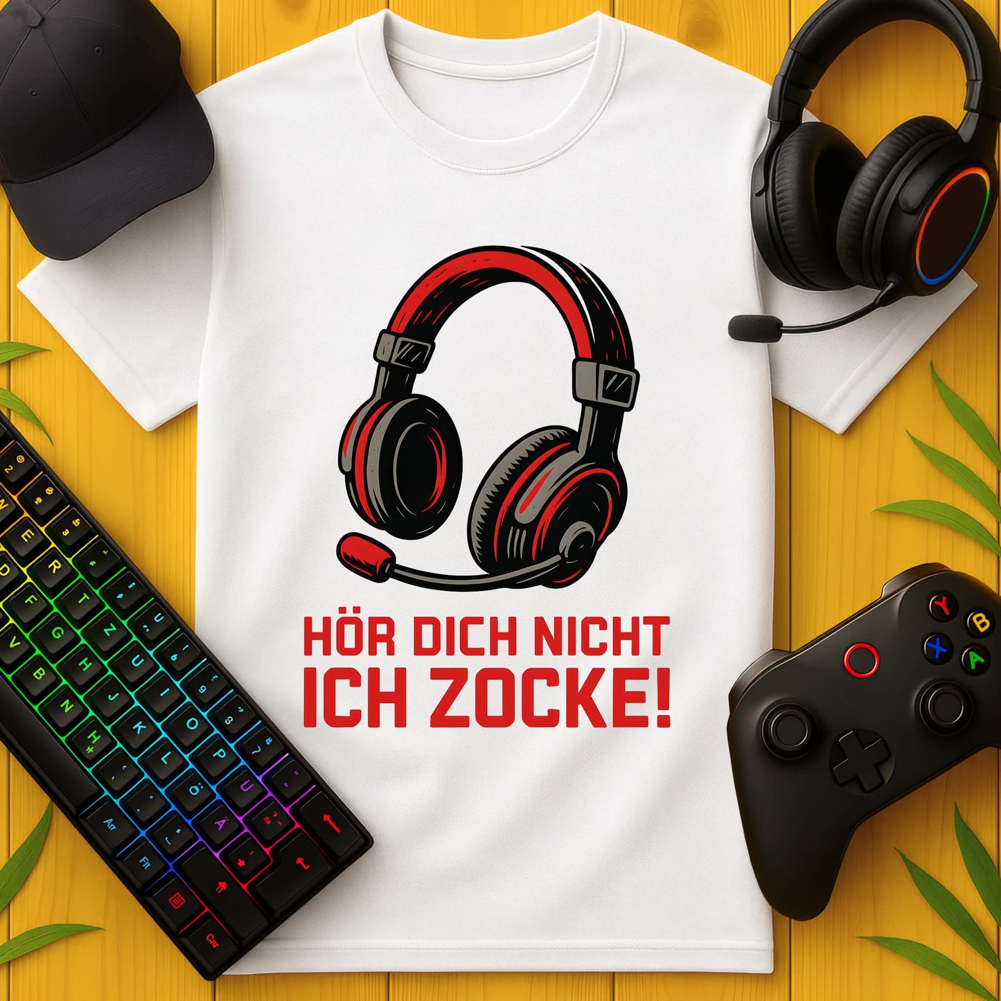 Hör dich nicht ich zocke rot T-Shirt