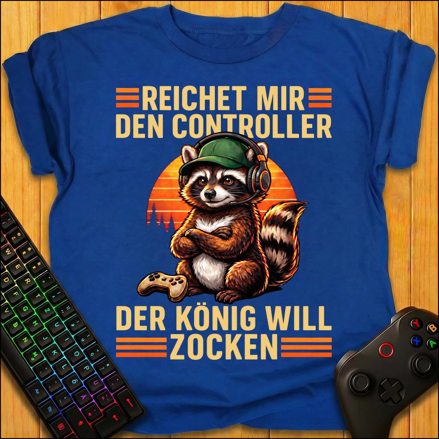 König will Zocken Raccoon T-Shirt