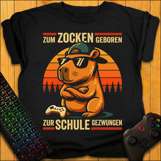 Zum Zocken geboren Schule Capybara T-Shirt