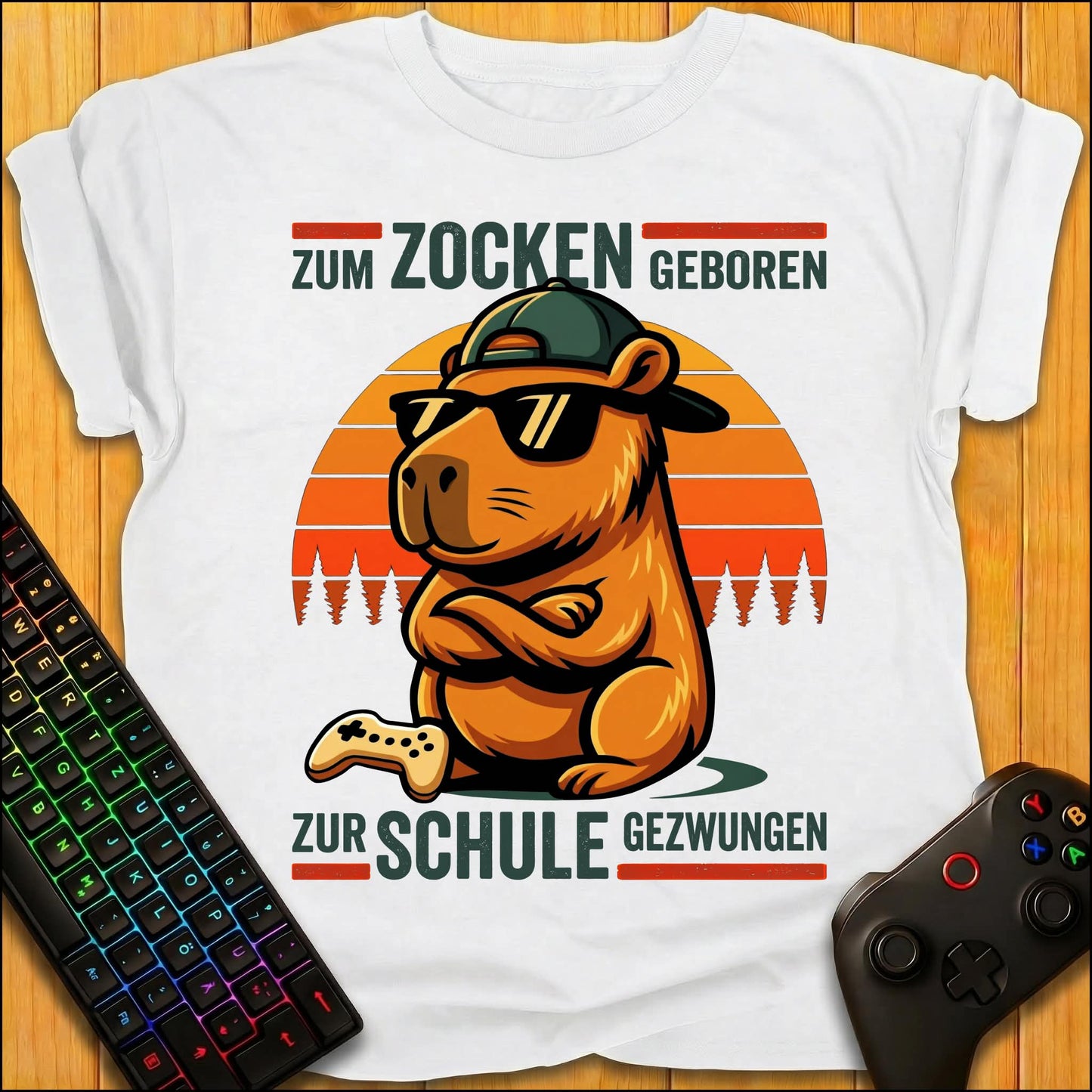 Zum Zocken geboren Schule Capybara T-Shirt für Kids