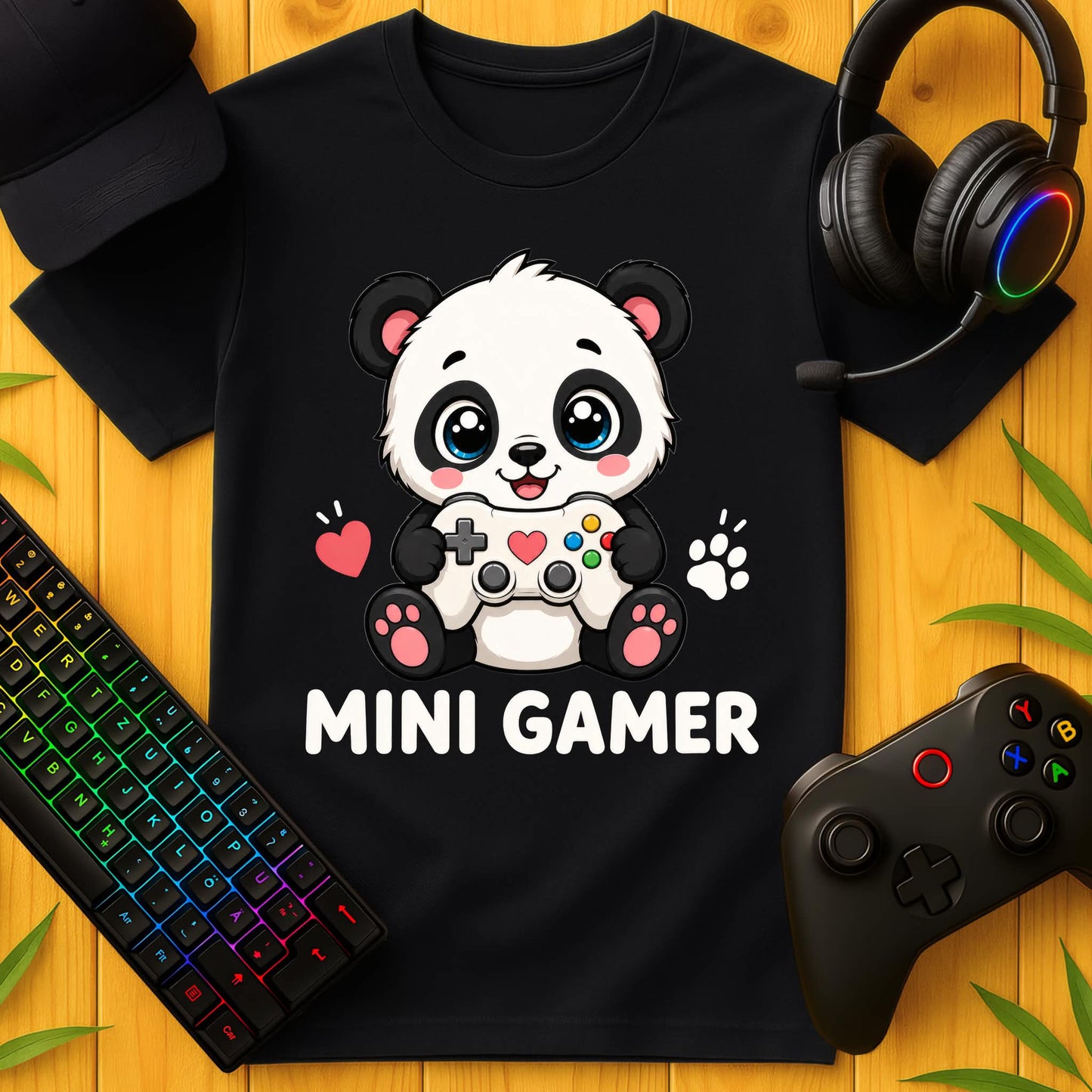 Mini Gamer Panda T-Shirt für Kids