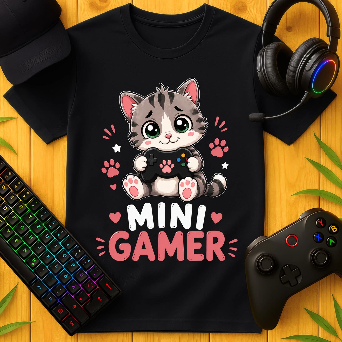 Mini Gamer Katze T-Shirt für Kids