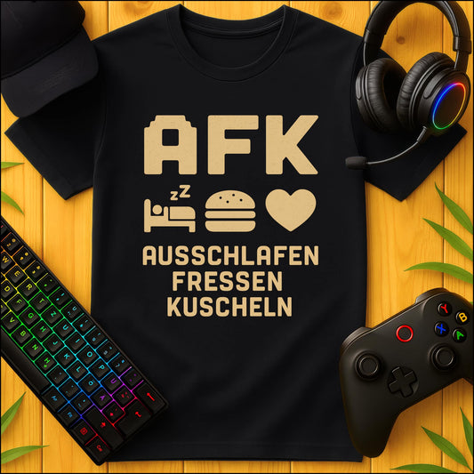 AFK Ausschlafen Fressen Kuscheln T-Shirt für Kids