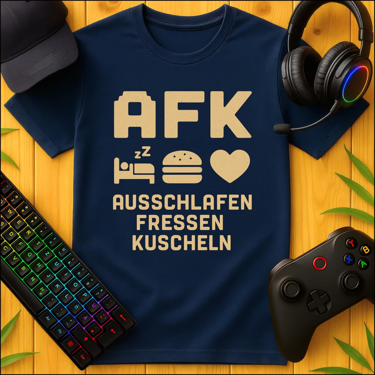 AFK Ausschlafen Fressen Kuscheln T-Shirt für Kids