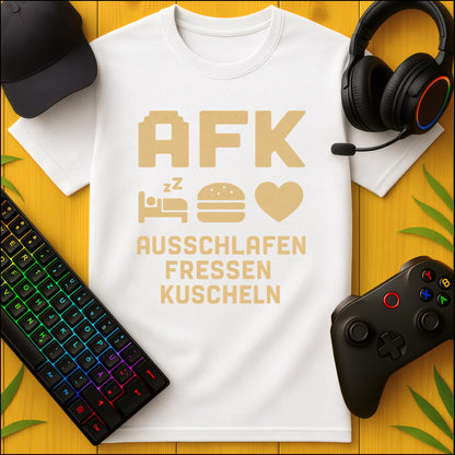 AFK Ausschlafen Fressen Kuscheln T-Shirt für Kids