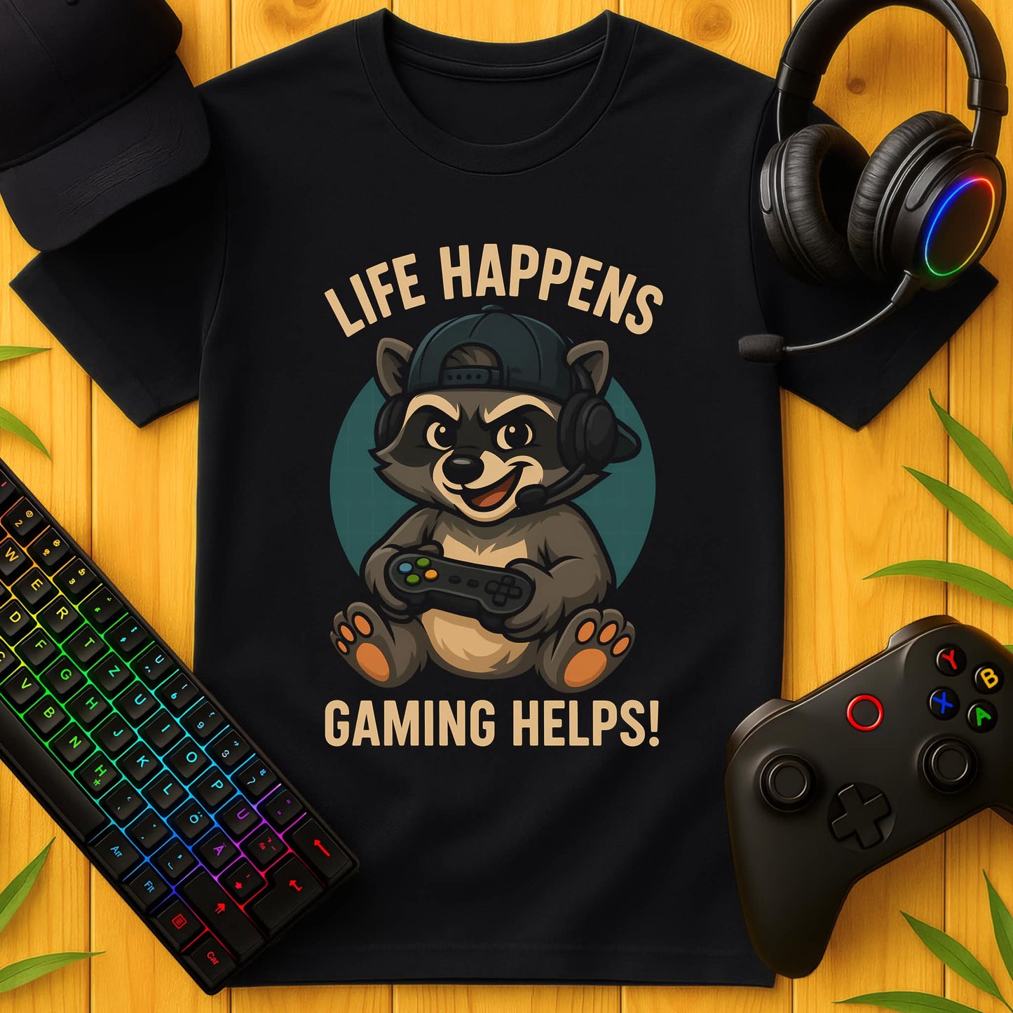 Life Happens Gaming Helps Angry T-Shirt für Kids