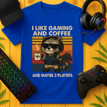 Gaming and Coffee Raccoon T-Shirt
