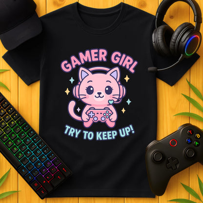 Gamer Girl Cat T-Shirt