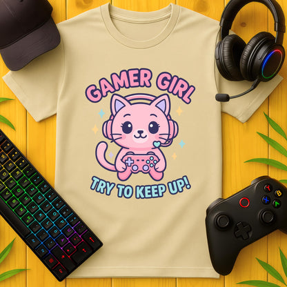 Gamer Girl Cat T-Shirt