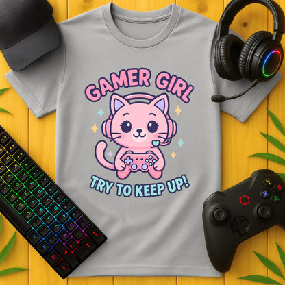 Gamer Girl Cat T-Shirt