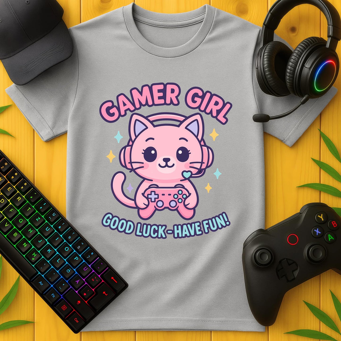 Gamer Girl Good Luck T-Shirt für Kids