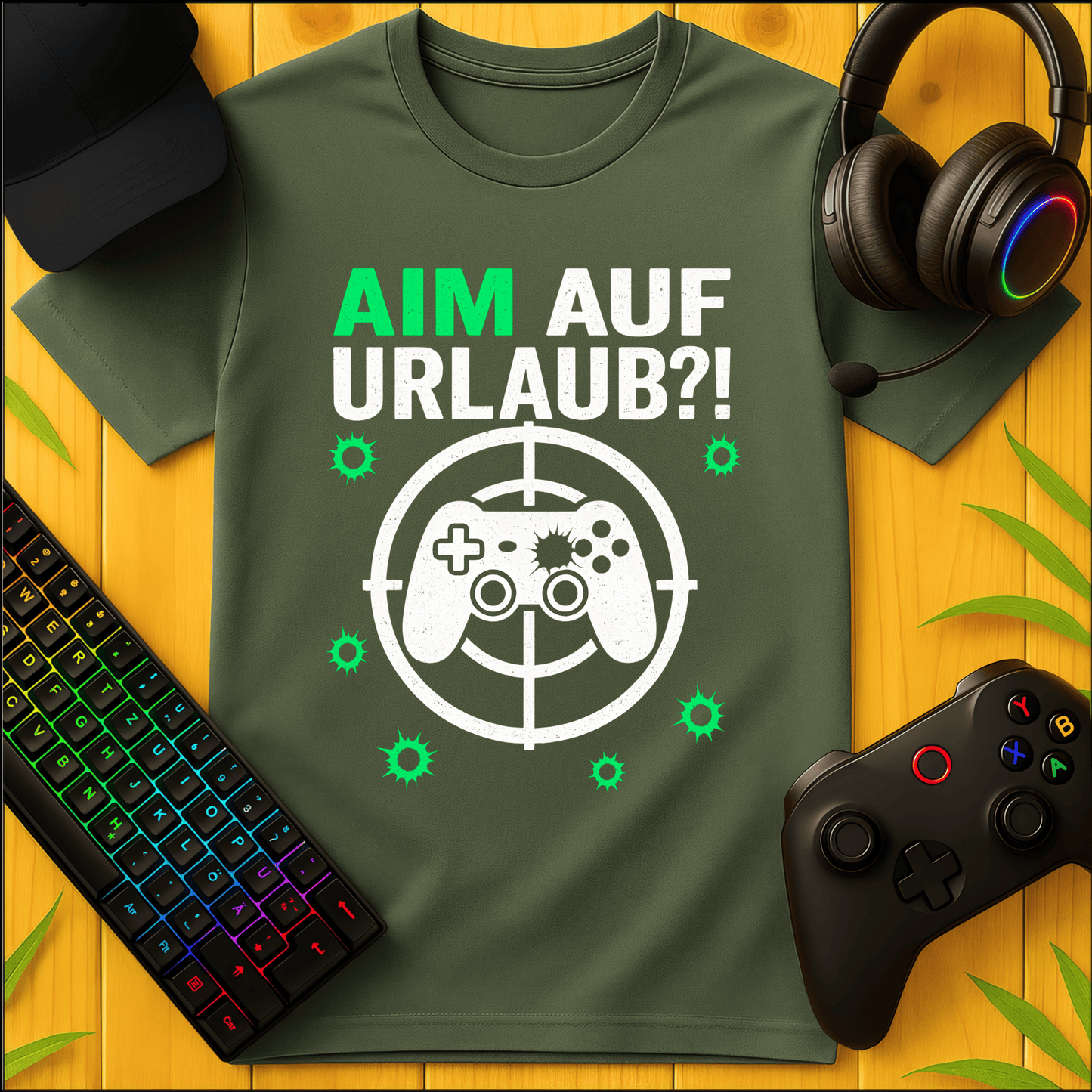 Aim auf Urlaub?! grün T-Shirt