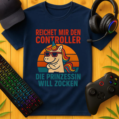 Coole Einhorn-Prinzessin will Zocken T-Shirt für Kids