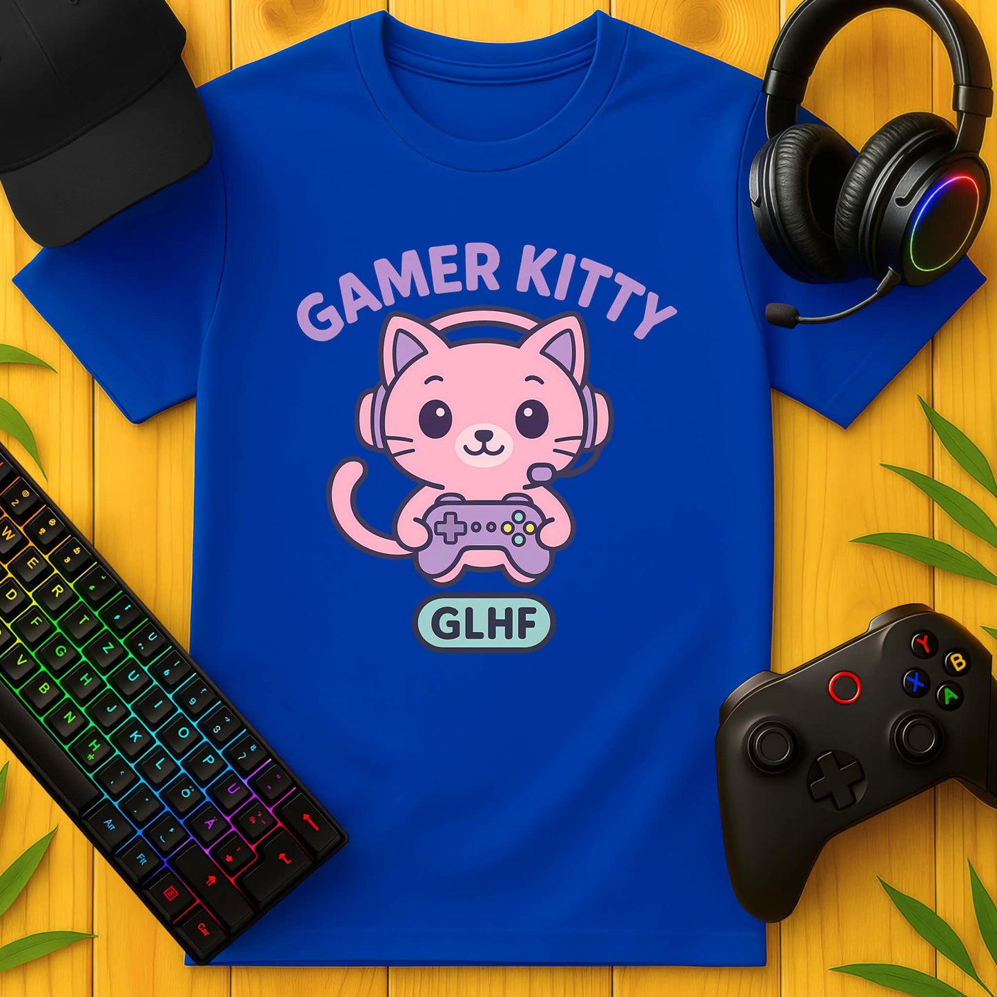 Gamer Kitty GLHF T-Shirt für Kids