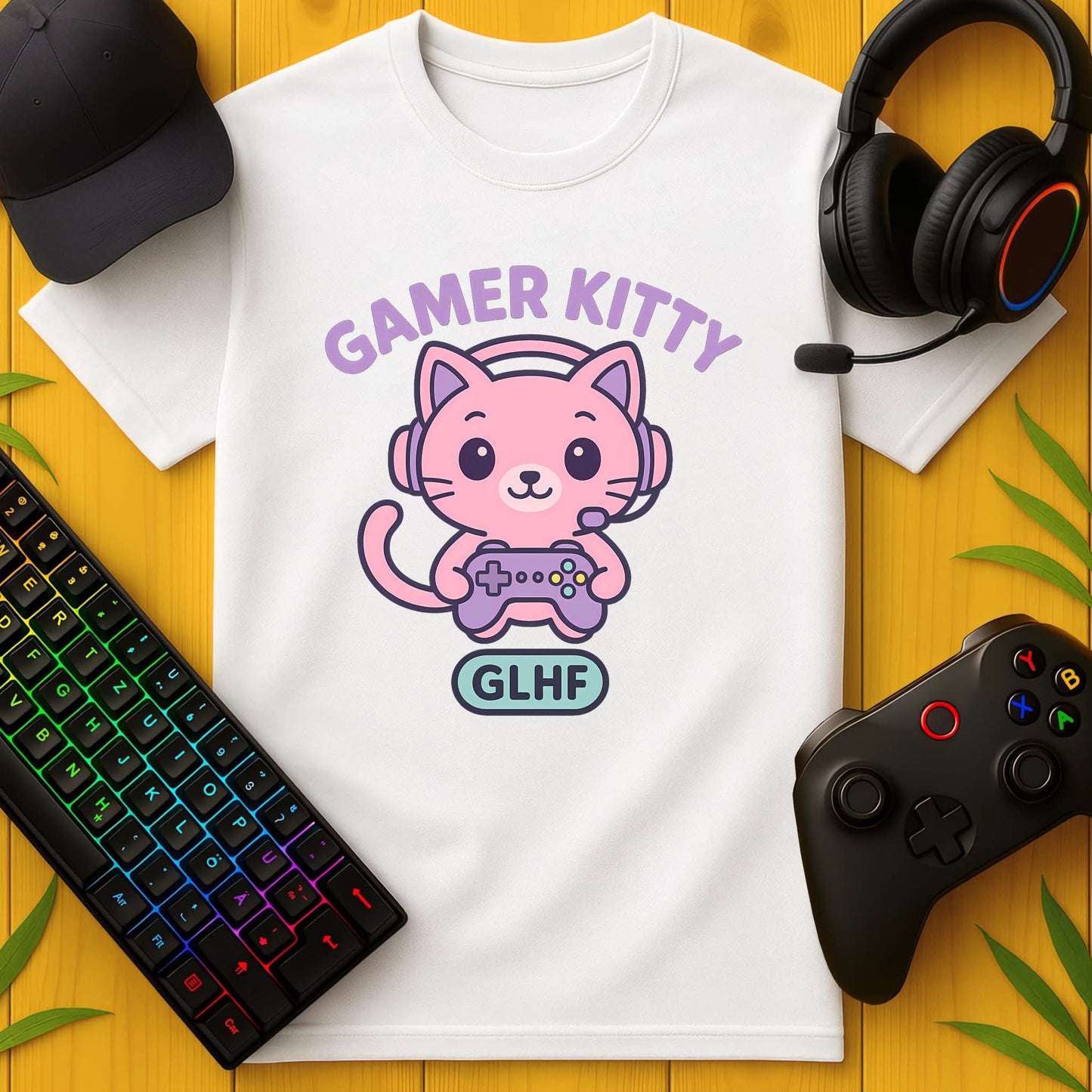 Gamer Kitty GLHF T-Shirt für Kids