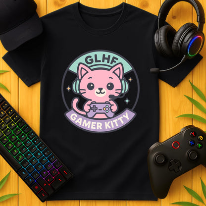 Gamer Kitty GLHF Batch T-Shirt für Kids