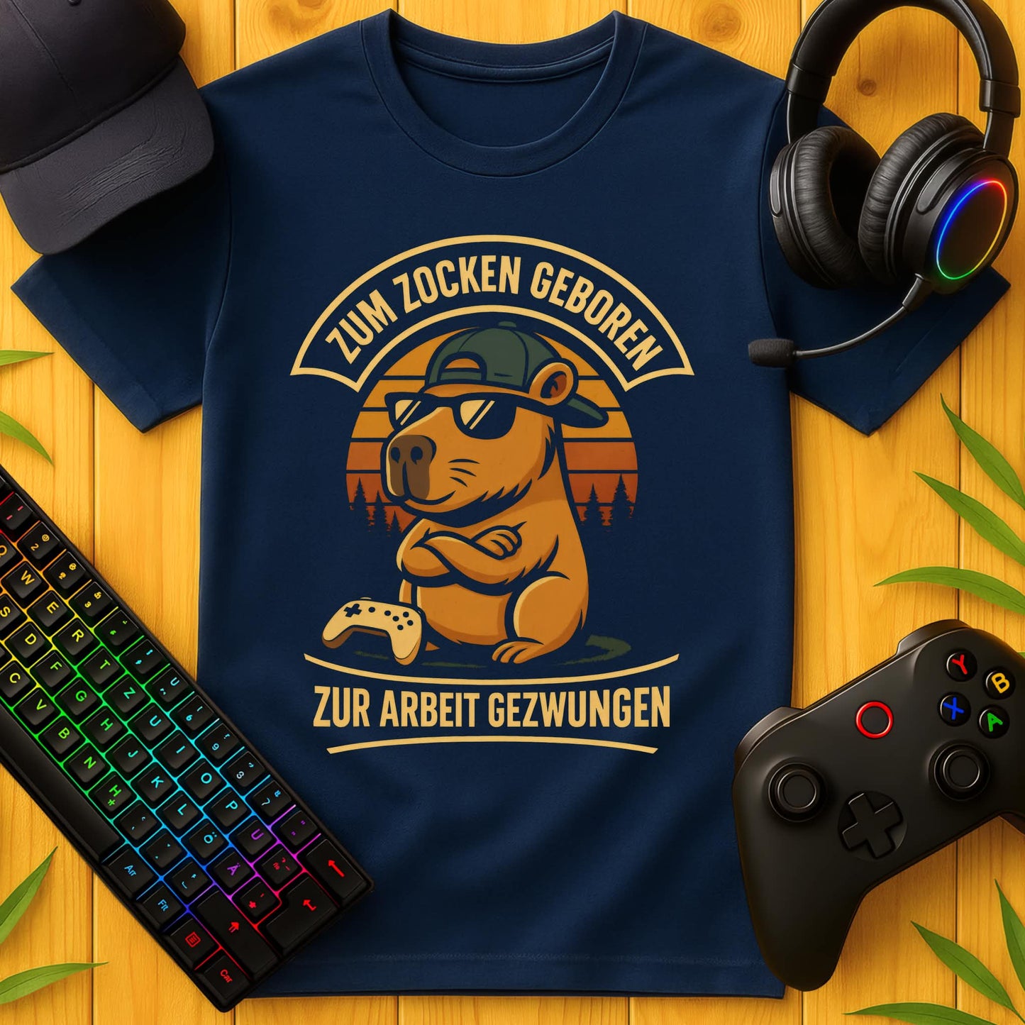 Zum Zocken geboren Arbeit Capybara T-Shirt