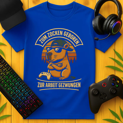 Zum Zocken geboren Arbeit Capybara T-Shirt