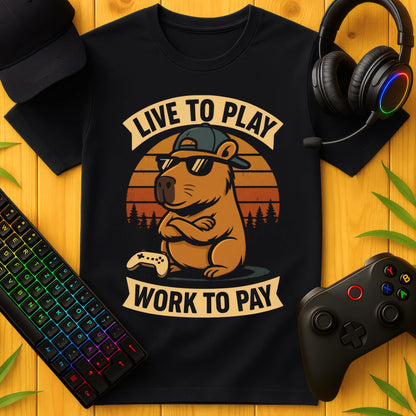 Live to Play Capybara T-Shirt