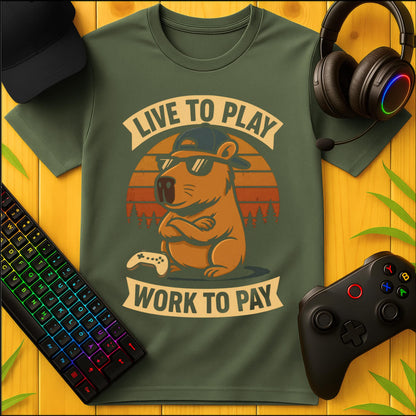 Live to Play Capybara T-Shirt