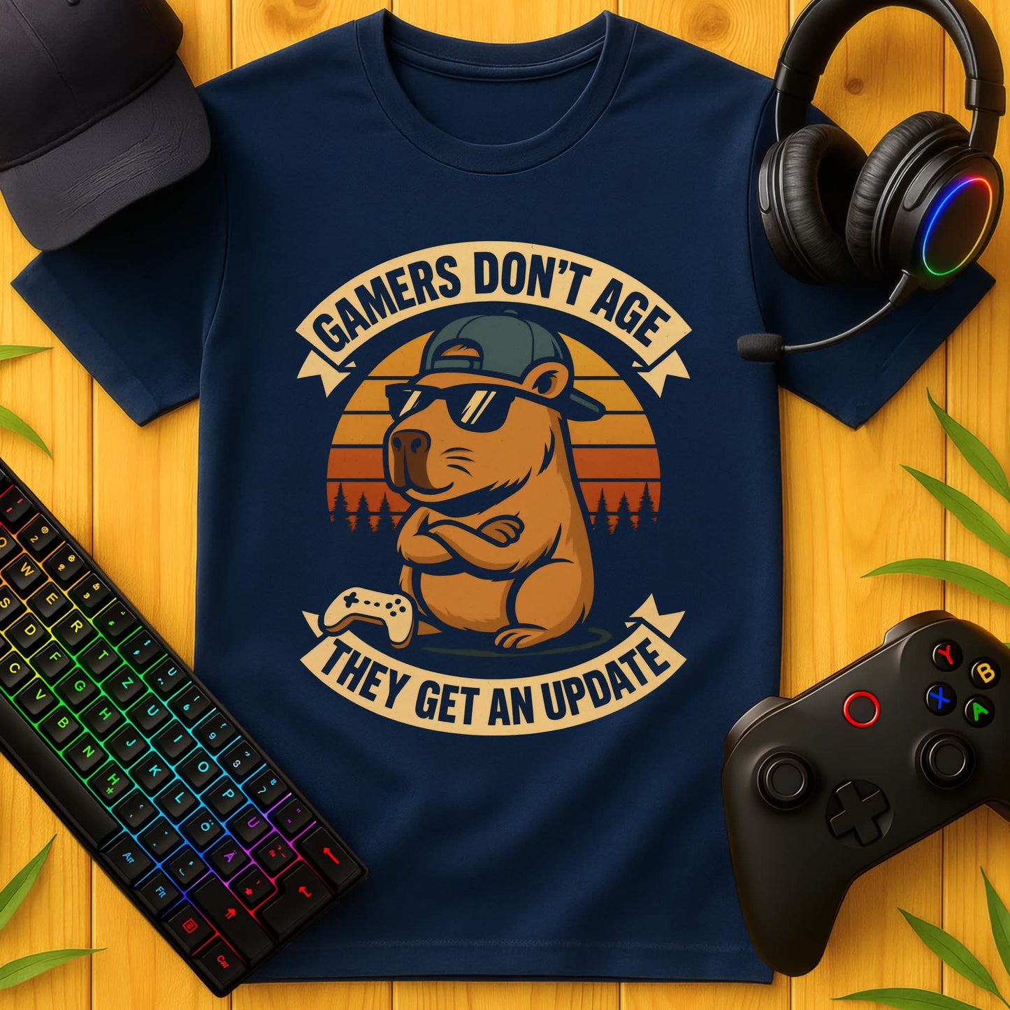 Gamers dont Age Banner Capybara T-Shirt