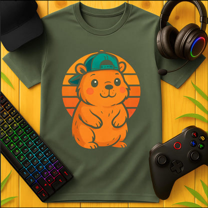 Cute Capybara Retro Sunset T-Shirt