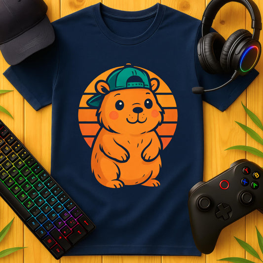 Cute Capybara Retro Sunset T-Shirt