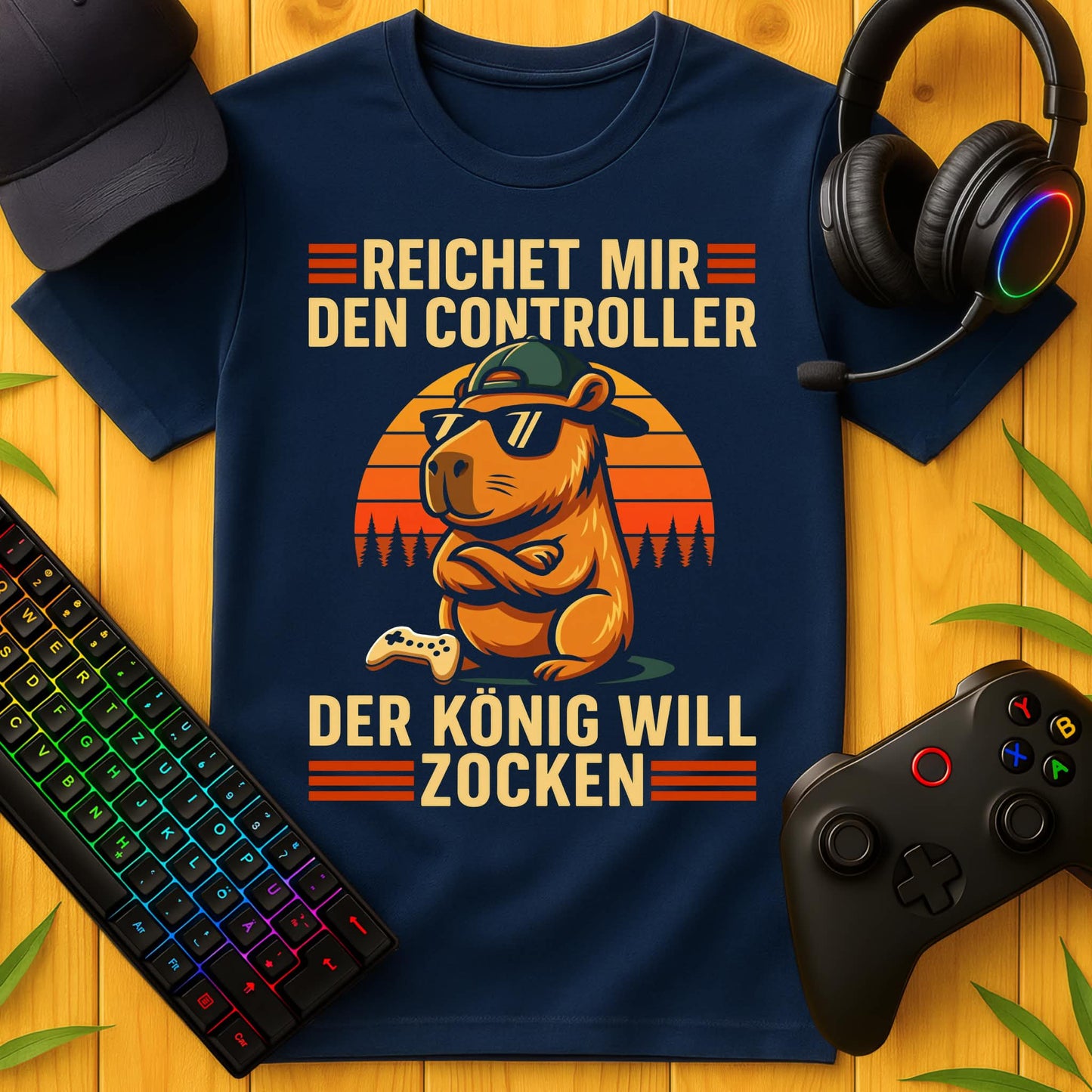 Der König will zocken – Capybara Gaming-T-Shirt für Kids