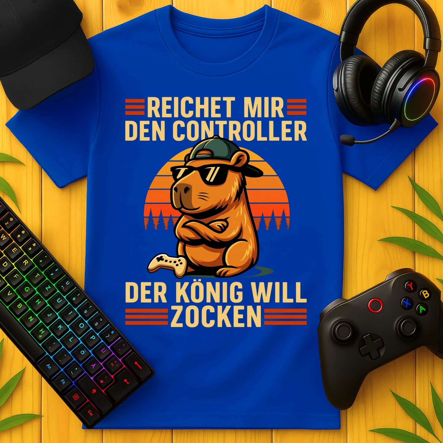 Der König will zocken – Capybara Gaming-T-Shirt für Kids