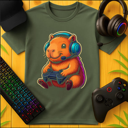 Cute Gaming Capybara Headset T-Shirt