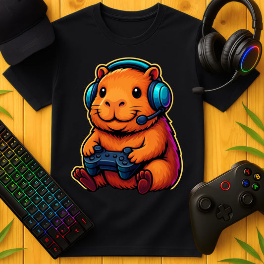 Cute Gaming Capybara Front T-Shirt für Kids