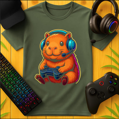 Cute Gaming Capybara Front T-Shirt