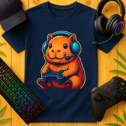 Cute Gaming Capybara Front T-Shirt