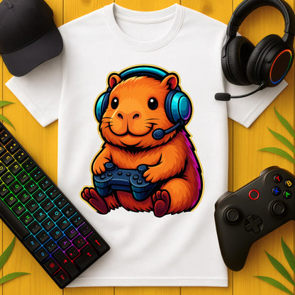 Cute Gaming Capybara Front T-Shirt für Kids
