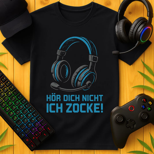 Hör dich nicht ich zocke blau T-Shirt