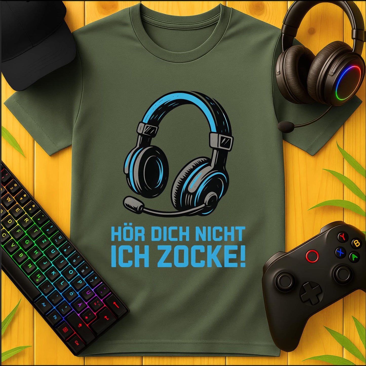 Hör dich nicht ich zocke blau T-Shirt