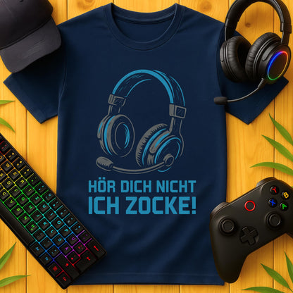 Hör dich nicht ich zocke blau T-Shirt