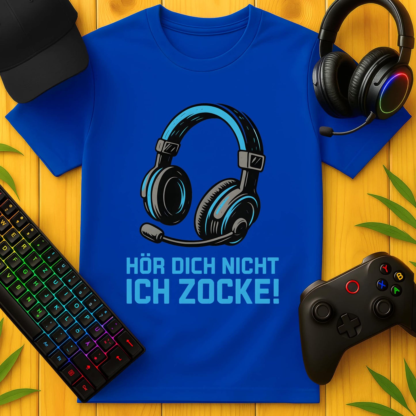 Hör dich nicht ich zocke blau T-Shirt für Kids