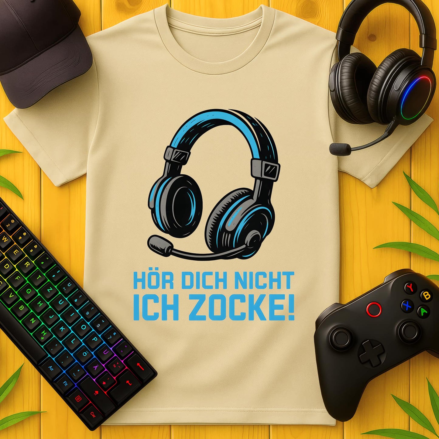 Hör dich nicht ich zocke blau T-Shirt