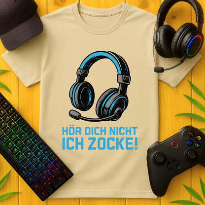 Hör dich nicht ich zocke blau T-Shirt
