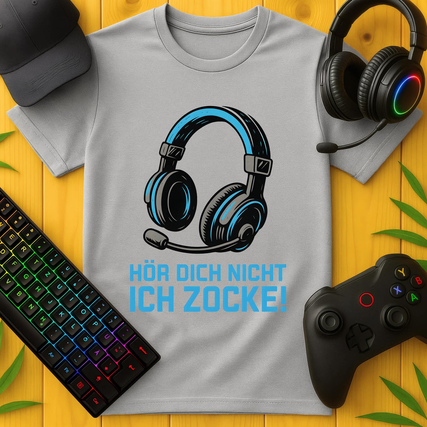 Hör dich nicht ich zocke blau T-Shirt