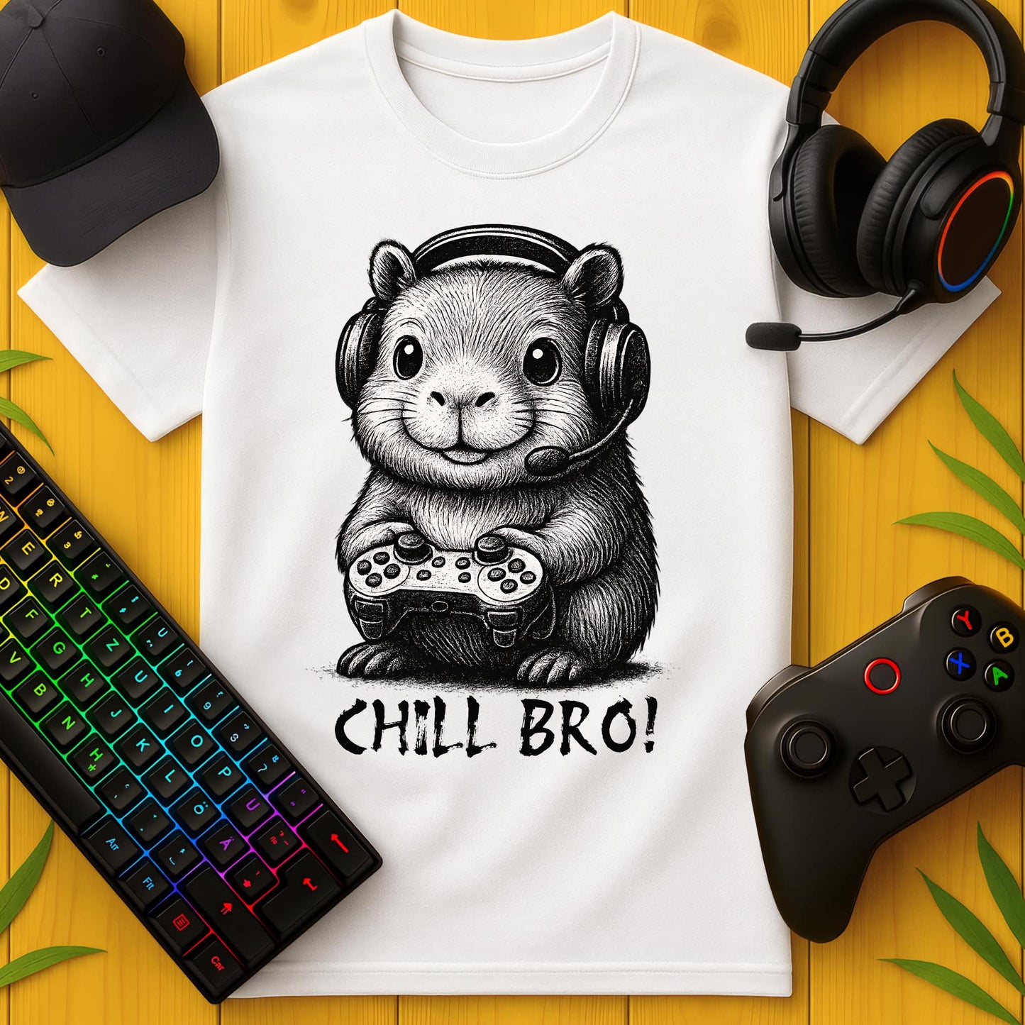 Chill Bro! Cute Capybara BW T-Shirt für Kids