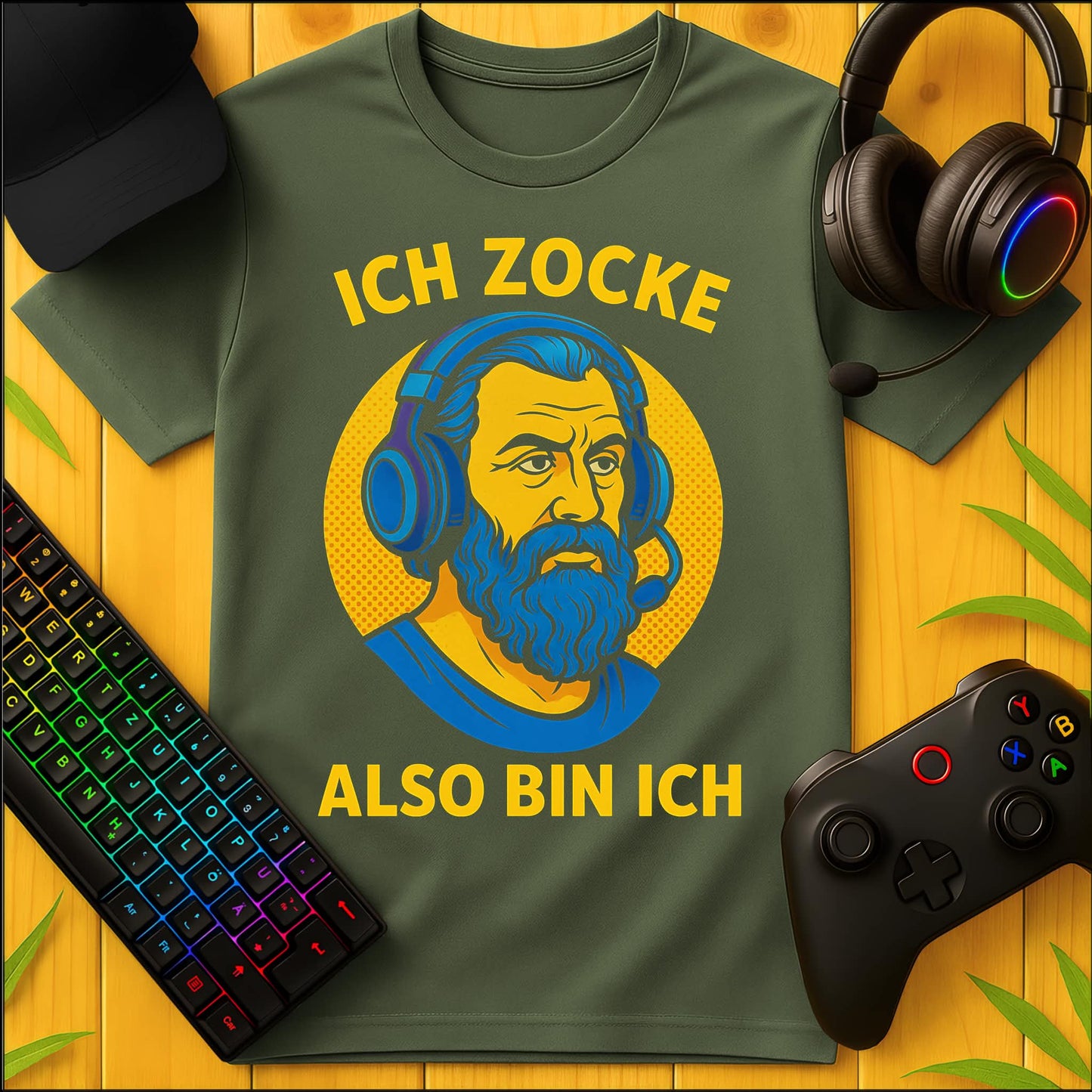 Ich zocke also bin ich Popart T-Shirt