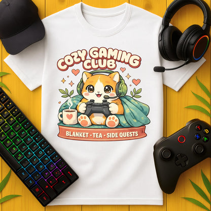 Cozy Gaming Club Cat T-Shirt