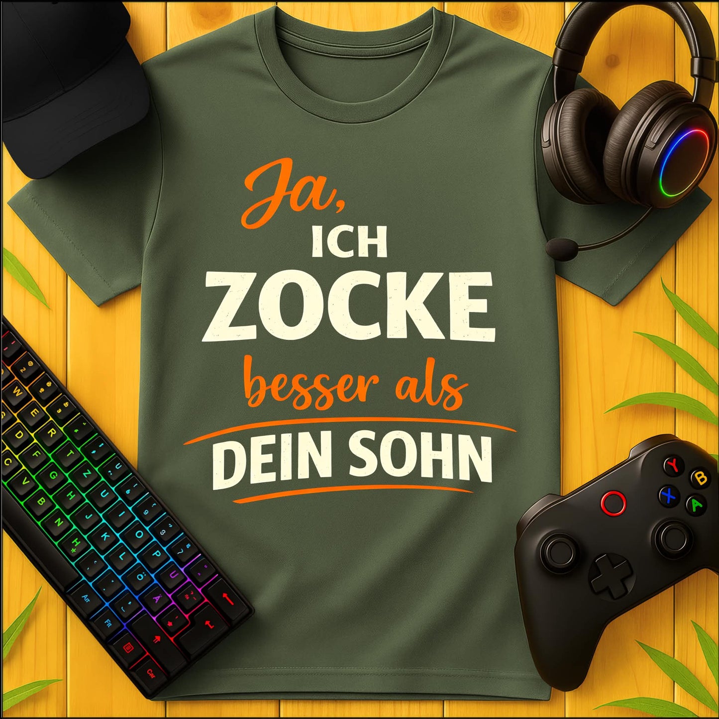 Ja, ich zocke besser als dein Sohn Script Striche T-Shirt