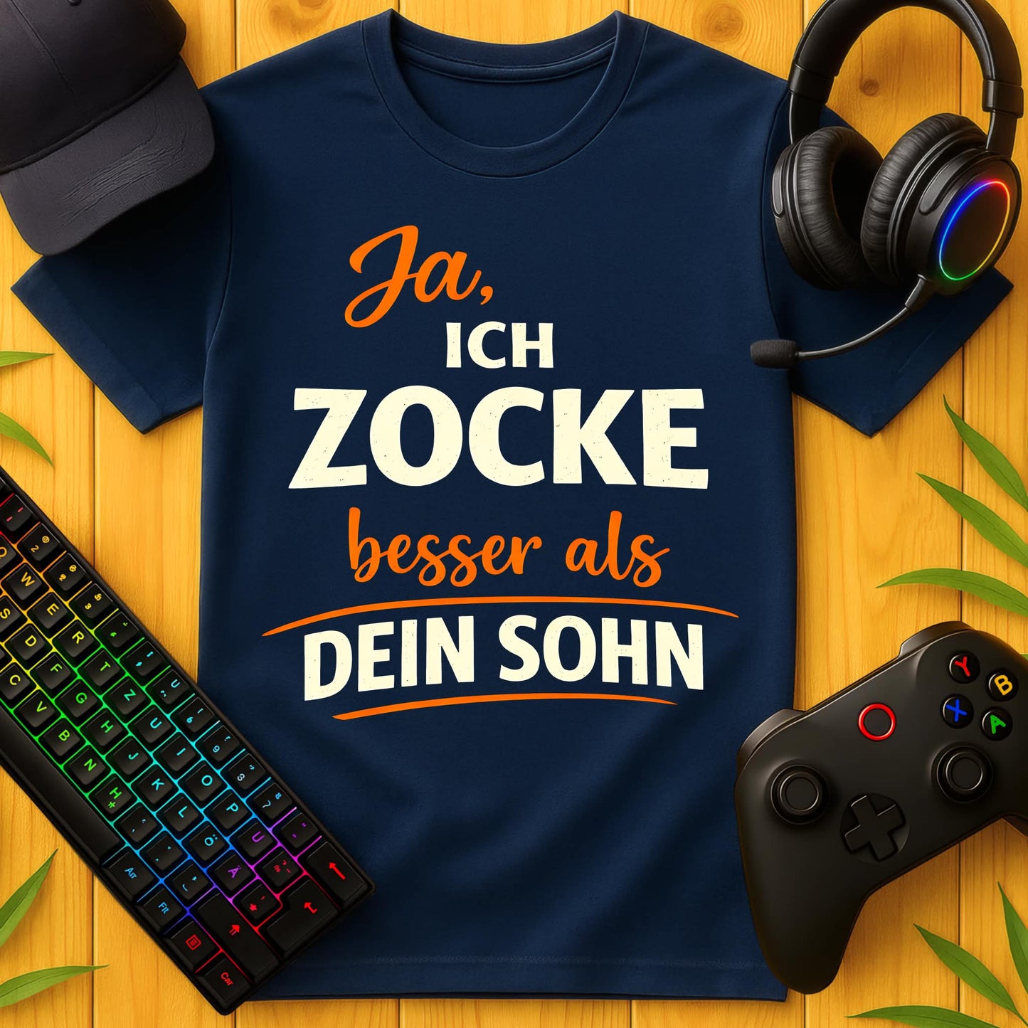 Ja, ich zocke besser als dein Sohn Script Striche T-Shirt
