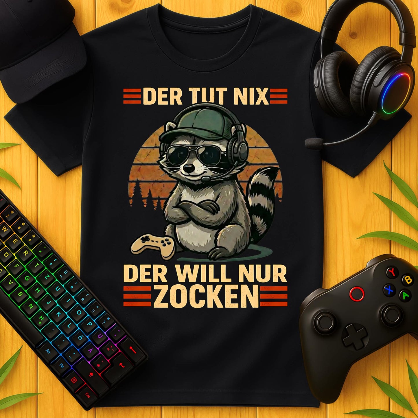 Der tut nix nur Zocken Raccoon T-Shirt