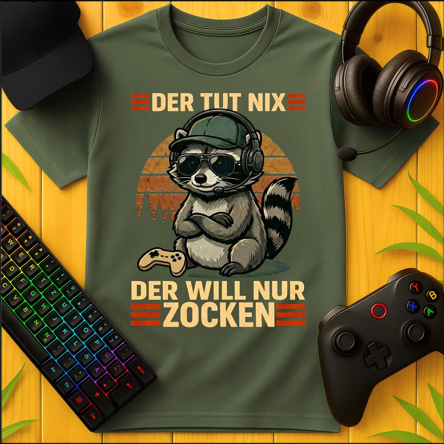 Der tut nix nur Zocken Raccoon T-Shirt